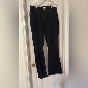Black flared wide leg jeans